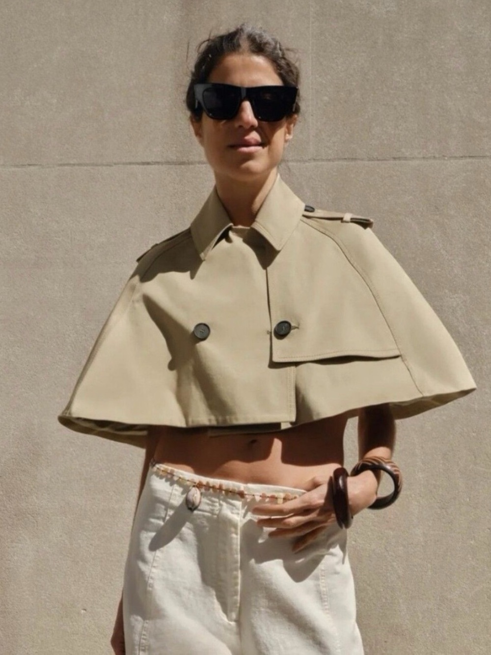 Zara Beige Cropped Trench Capelet